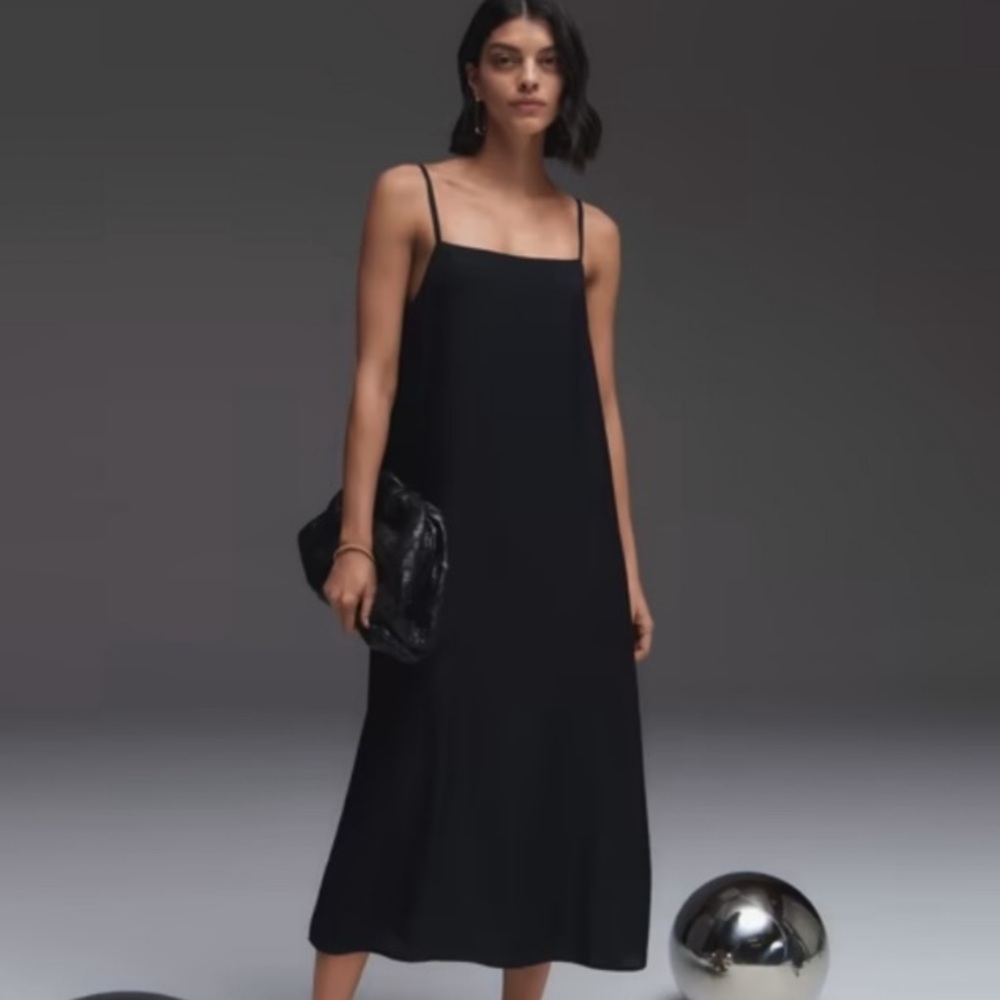 Everlane Black Midi Slip Dress